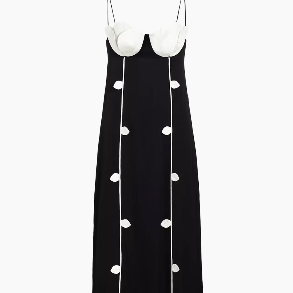 FARM Rio Black Slip Dress with Rose Detail